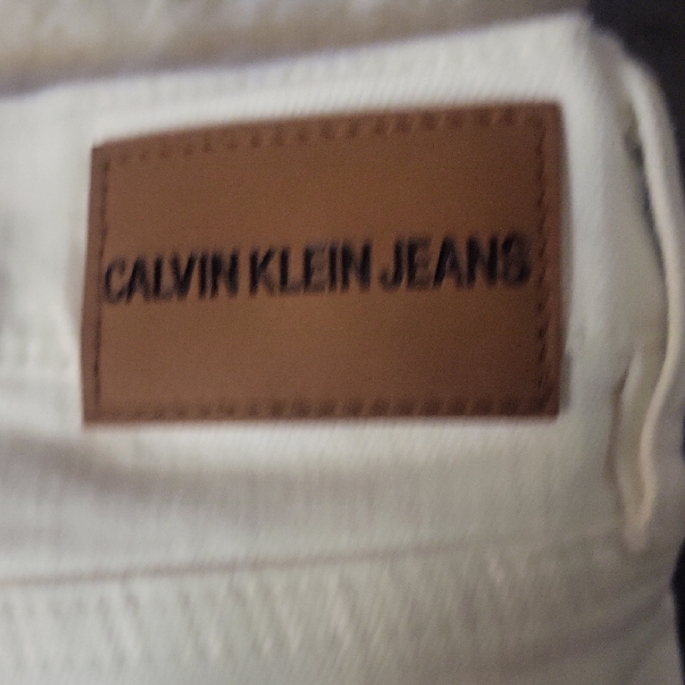 Calvin Klein Jeans Ivory Trousers with Brown Patch